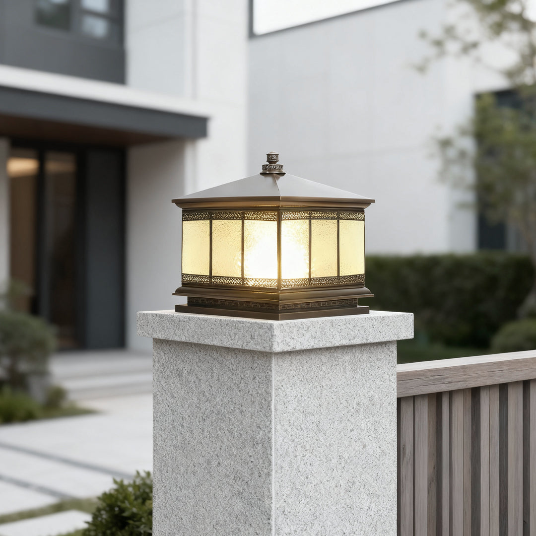 Premium Retro Copper Solar Pillar Lights - Waterproof Outdoor Fence Lamps