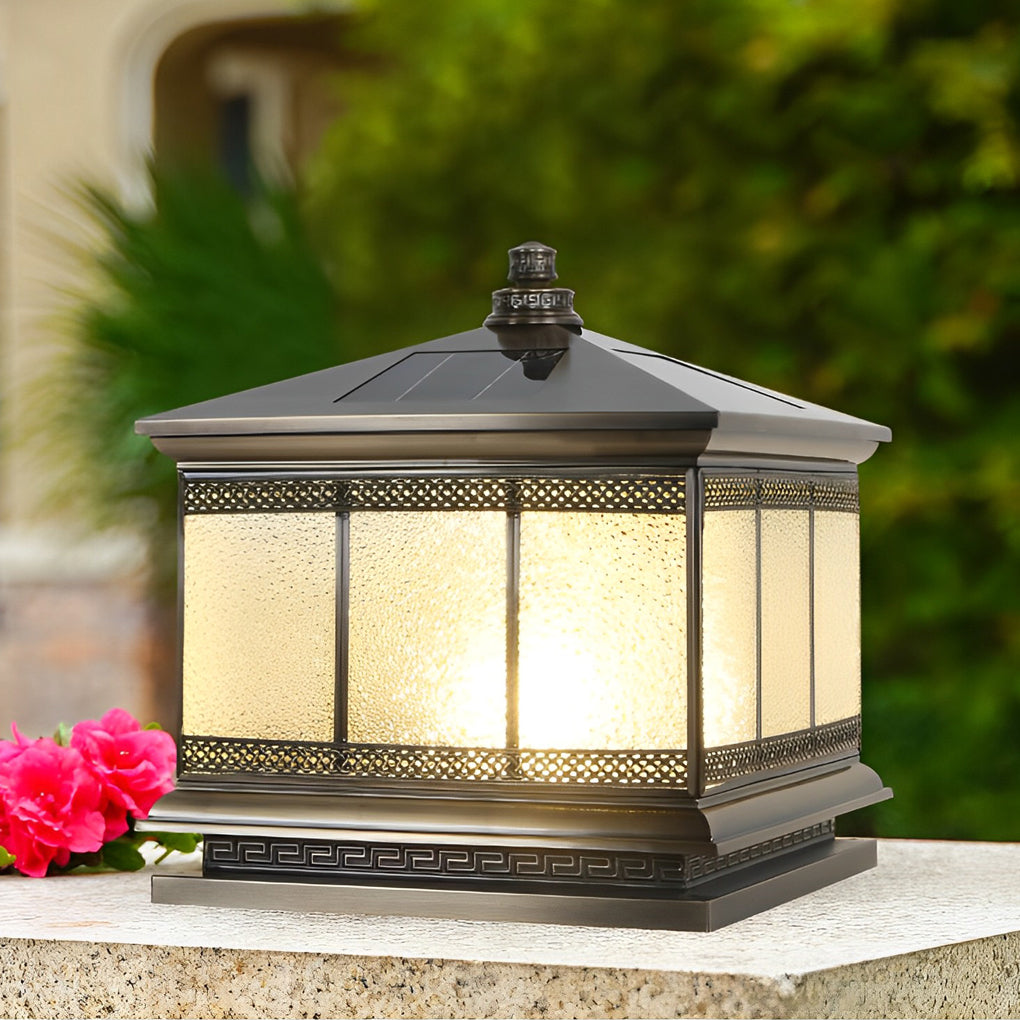 Premium Retro Copper Solar Pillar Lights - Waterproof Outdoor Fence Lamps