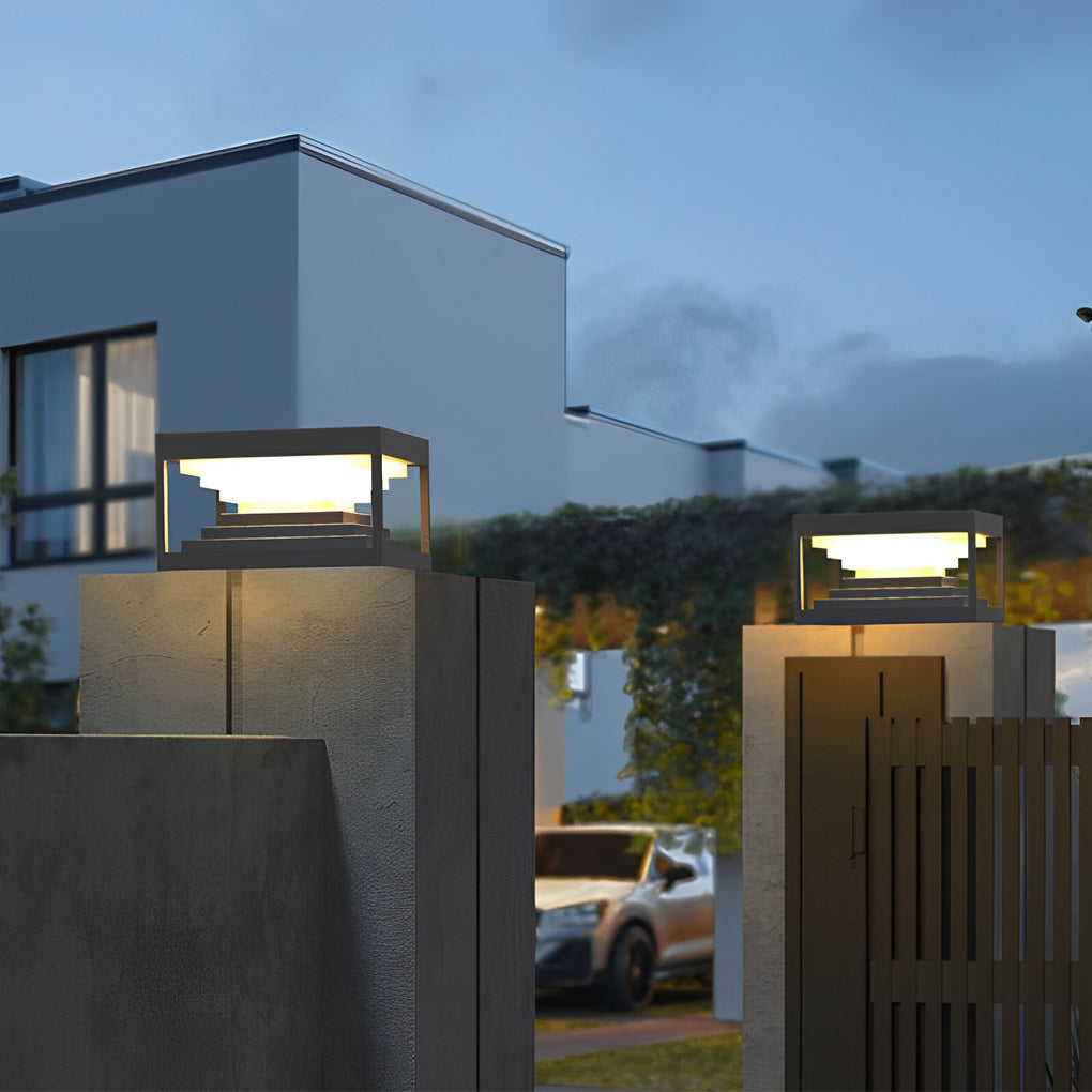 Modern Waterproof Black Square Pillar Light
