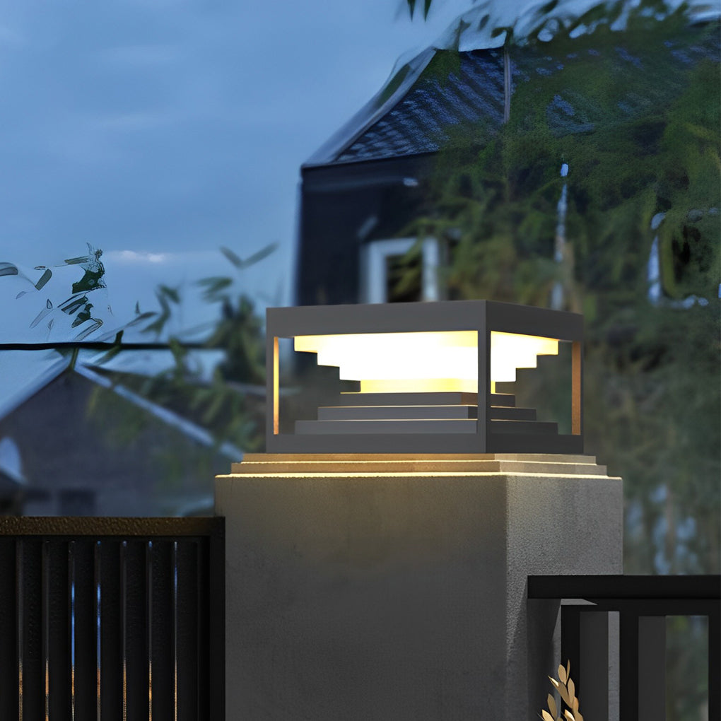 Modern Waterproof Black Square Pillar Light