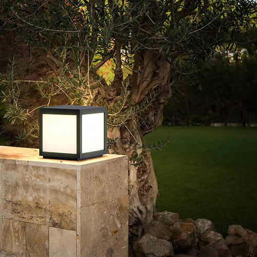 Black Square Outdoor LED Pillar Light