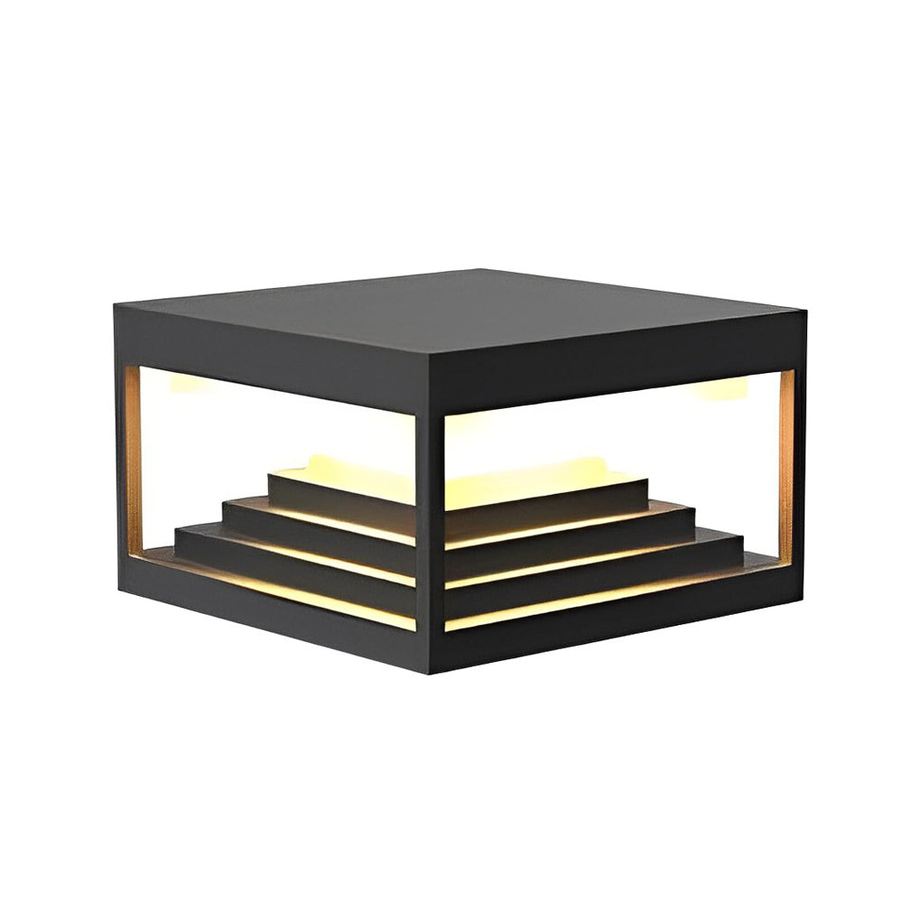 Modern Waterproof Black Square Pillar Light