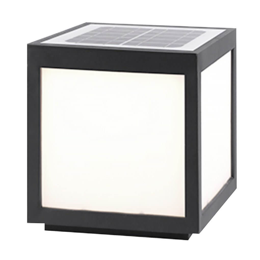 Black Square Outdoor LED Pillar Light - Metal Fixture