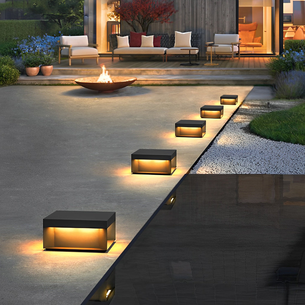 Premium Black Square Solar LED Deck Lights for Outdoor Landscaping