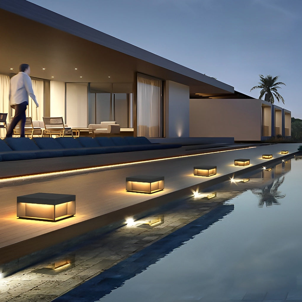 Premium Black Square Solar LED Deck Lights for Outdoor Landscaping
