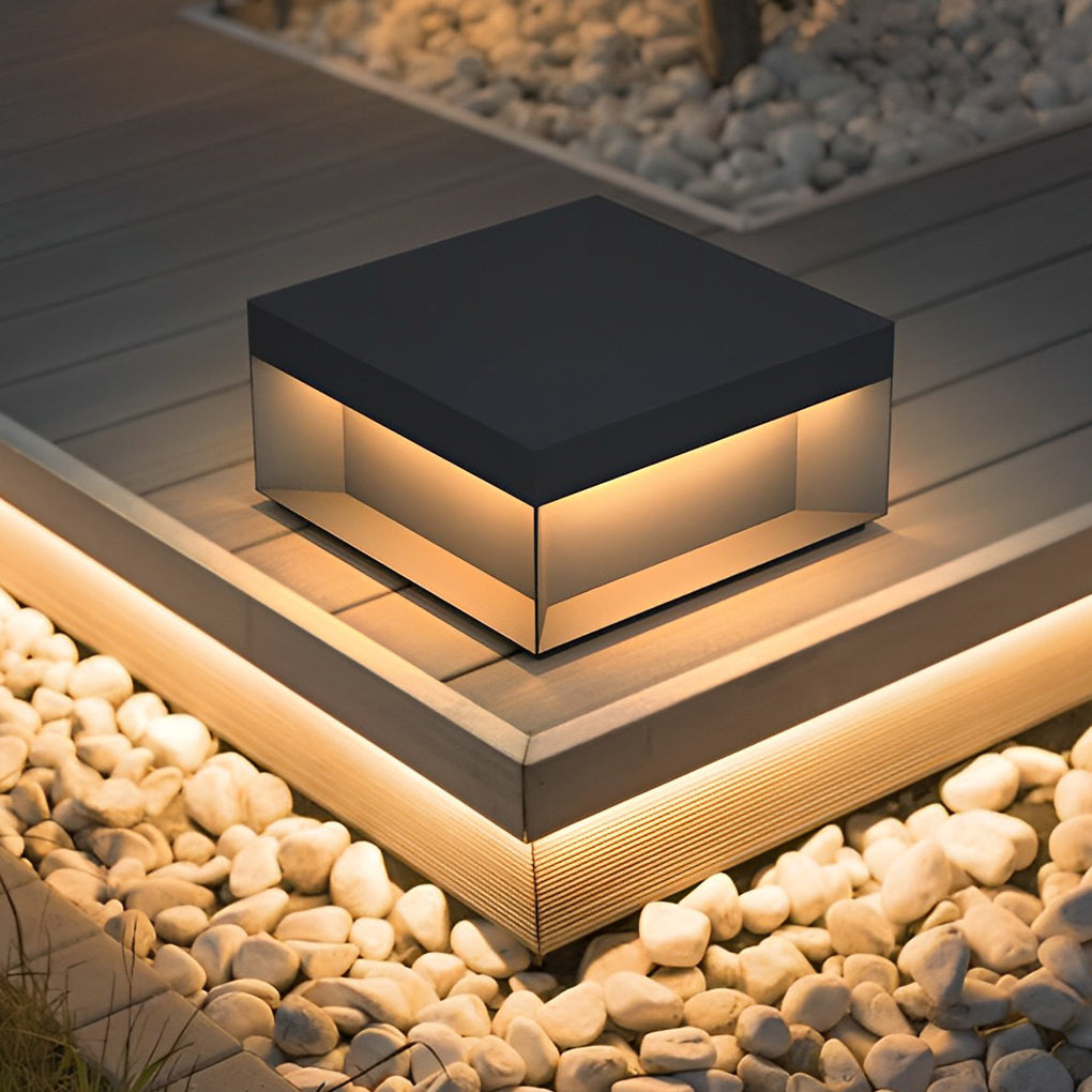 Premium Black Square Solar LED Deck Lights for Outdoor Landscaping