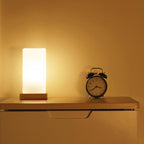 Battery-Powered LED Wooden Cube Table Lamp