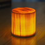 Modern LED Cube Lamp with Wood Grain Finish
