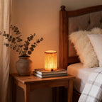 Modern LED Cube Lamp with Wood Grain Finish