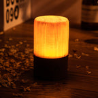 Modern LED Cube Lamp with Wood Grain Finish