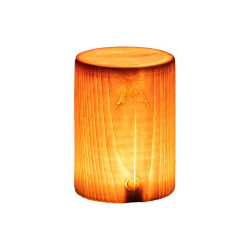 Modern LED Cube Lamp with Wood Grain Finish