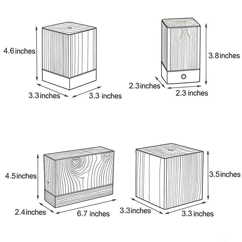 Modern LED Cube Lamp with Wood Grain Finish