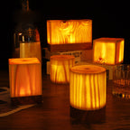 Modern LED Cube Lamp with Wood Grain Finish