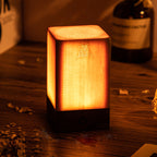 Modern LED Cube Lamp with Wood Grain Finish