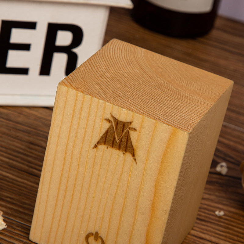 Modern LED Cube Lamp with Wood Grain Finish