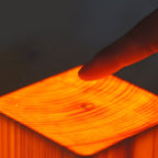 Modern LED Cube Lamp with Wood Grain Finish