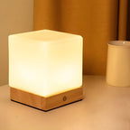 Mini Cube LED Wood Table Lamp - Ambient Square Design