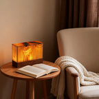 Modern LED Cube Lamp with Wood Grain Finish