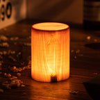 Modern LED Cube Lamp with Wood Grain Finish