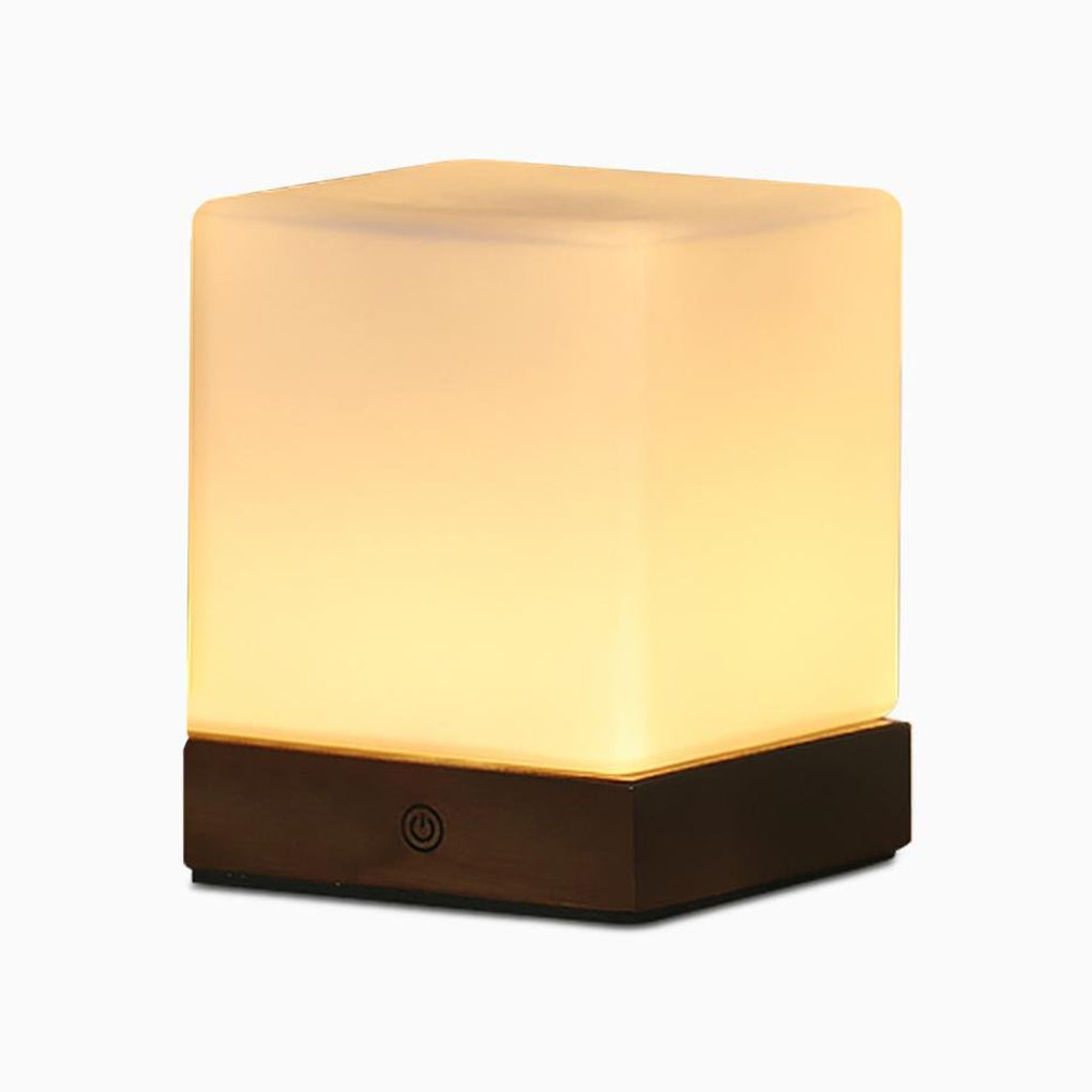 Mini Cube LED Wood Table Lamp - Ambient Square Design