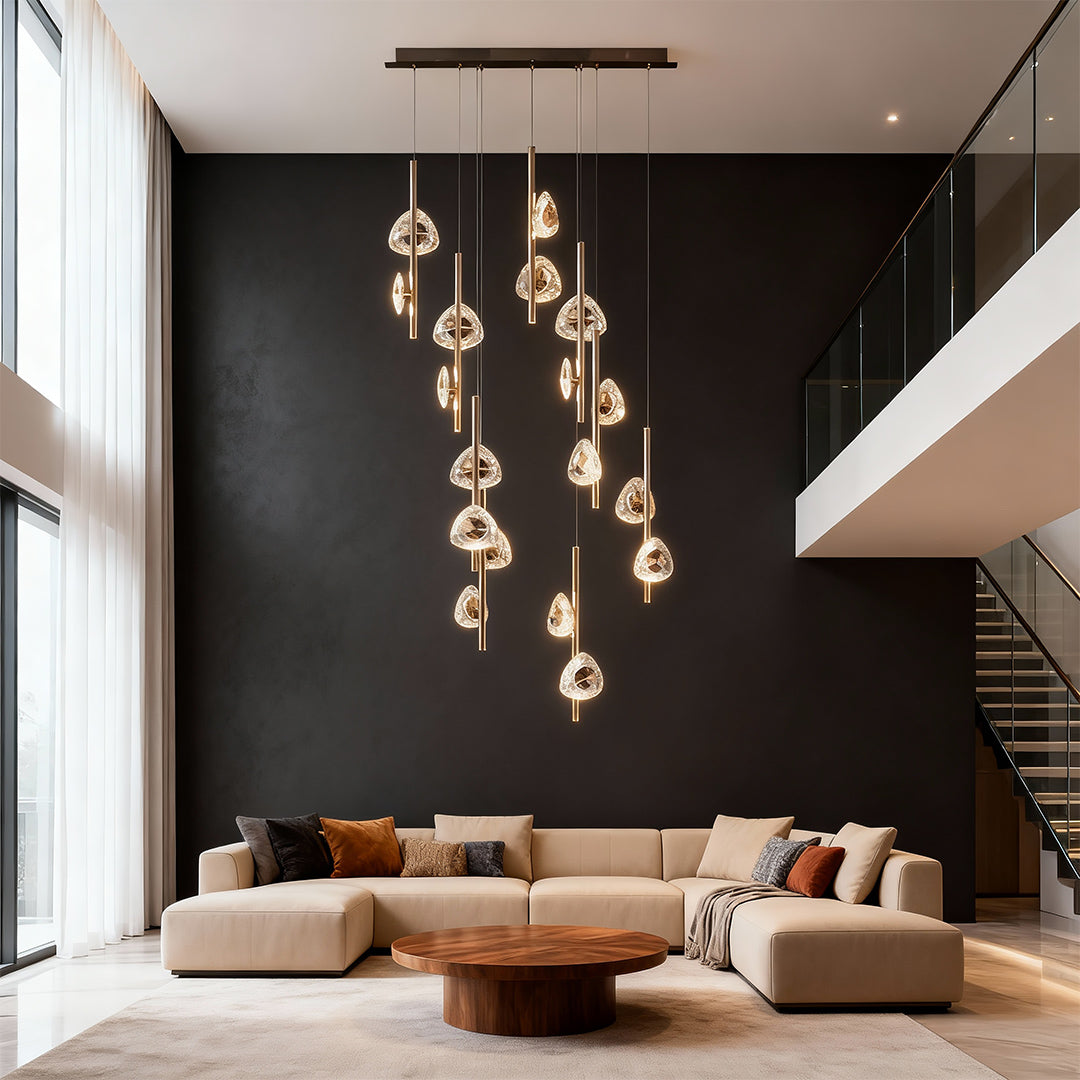 Modern Aluminum Crystal Chandelier for Staircases