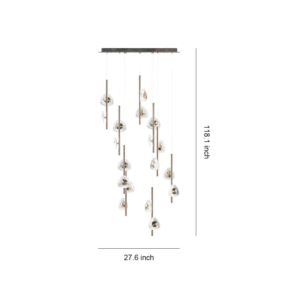 Modern Aluminum Crystal Chandelier for Staircases