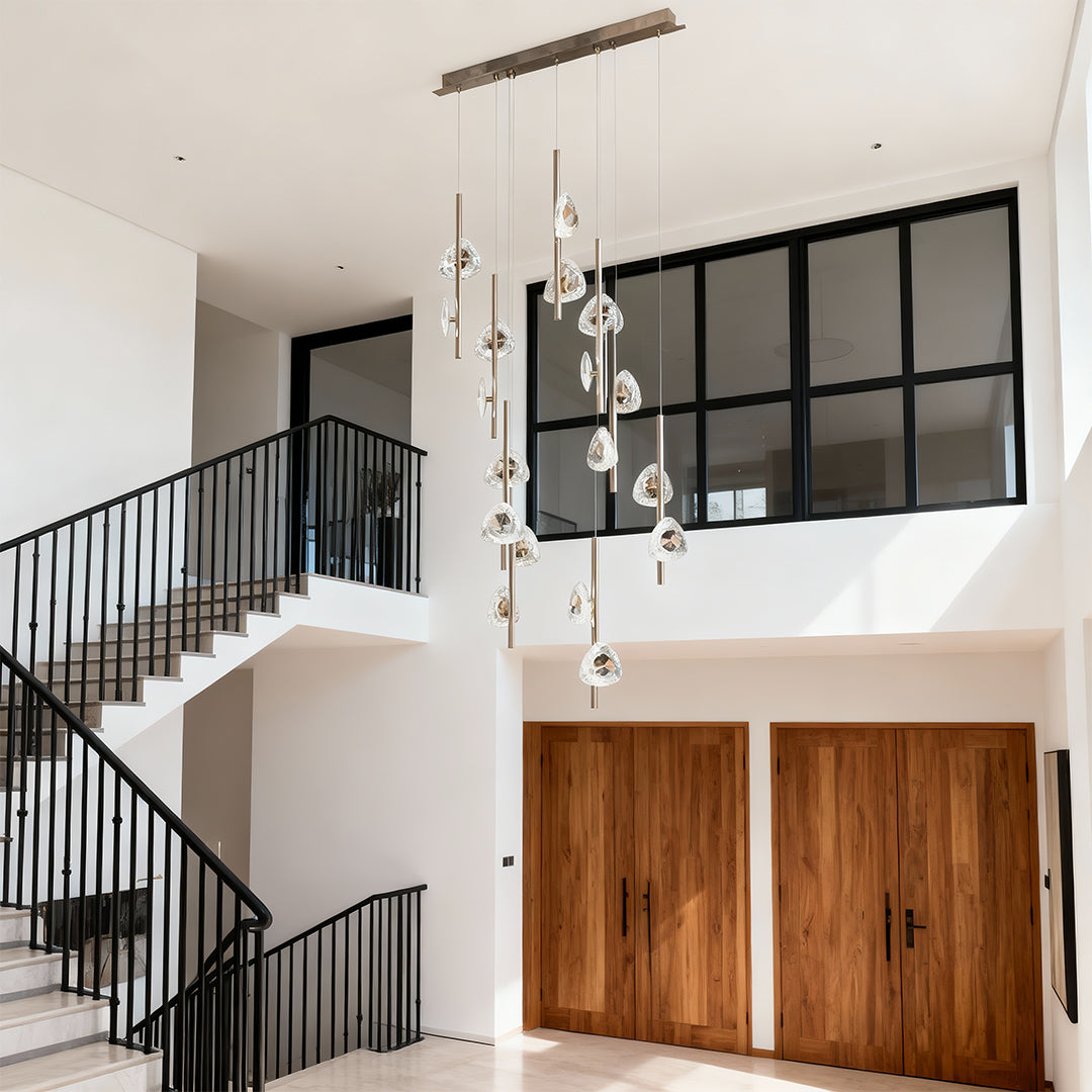 Modern Aluminum Crystal Chandelier for Staircases