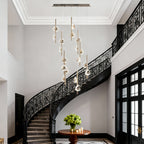 Modern Aluminum Crystal Chandelier for Staircases