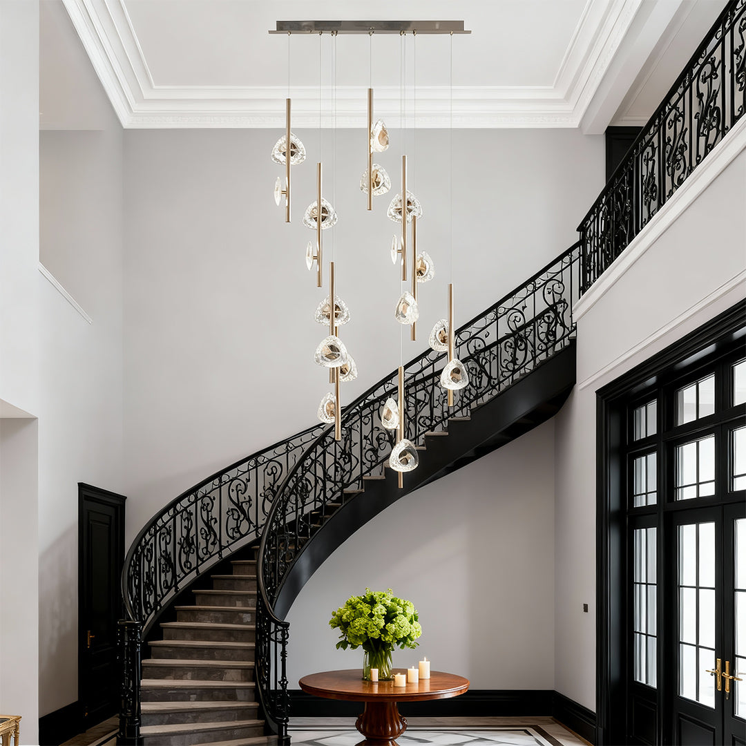 Modern Aluminum Crystal Chandelier for Staircases