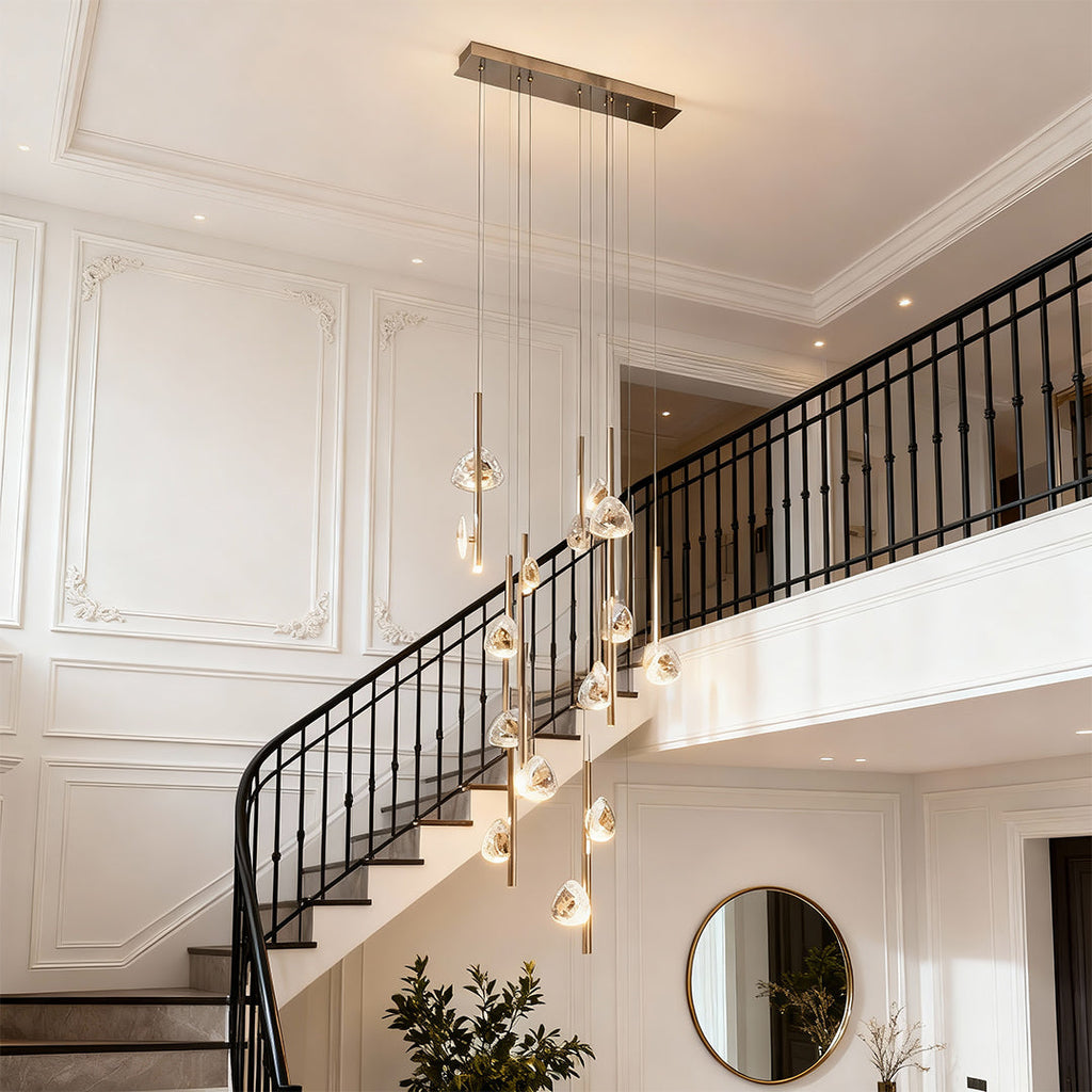 Modern Aluminum Crystal Chandelier for Staircases