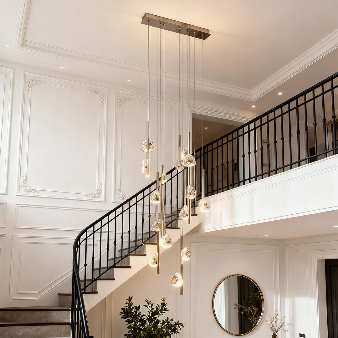 Modern Aluminum Crystal Chandelier for Staircases