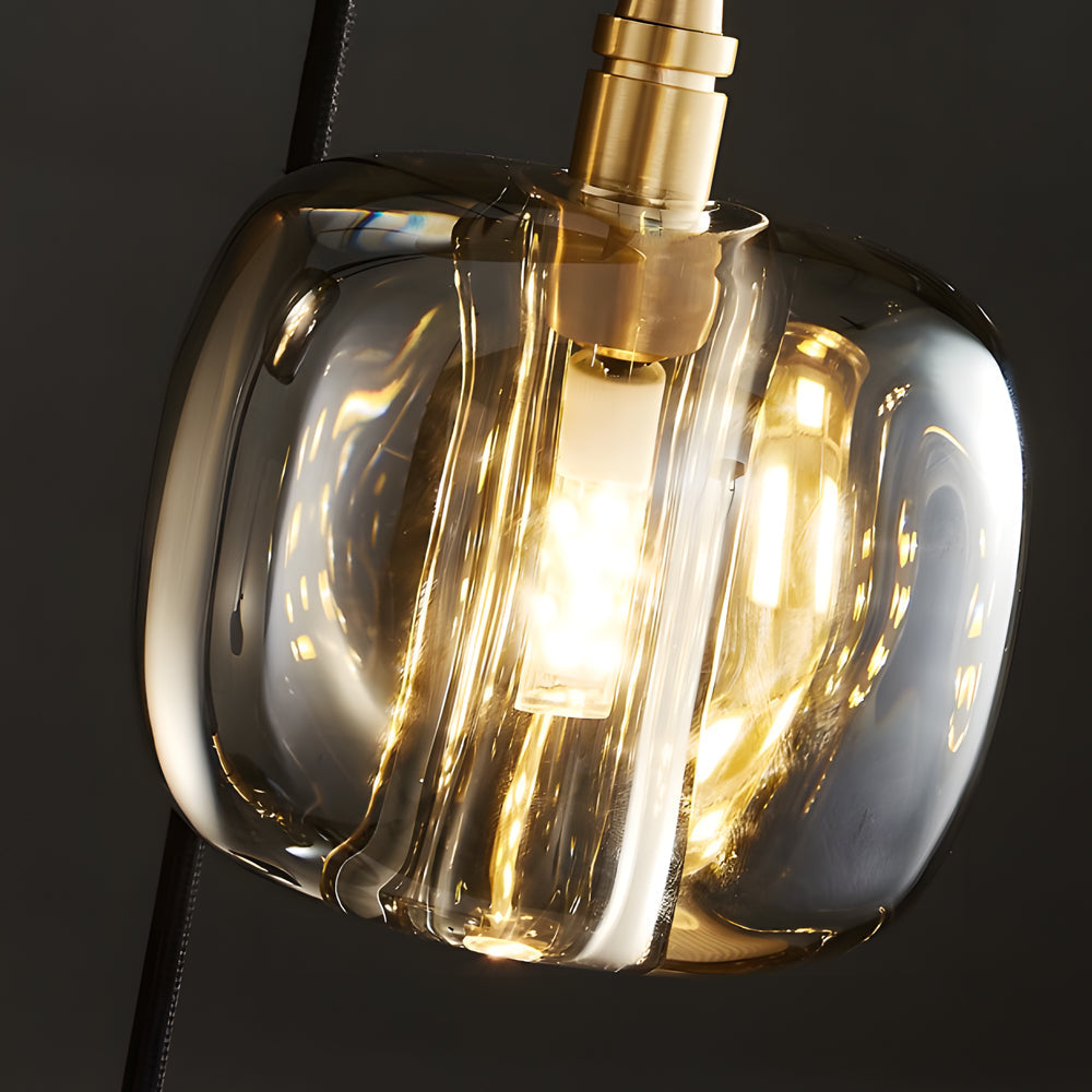Modern Copper Cube Crystal Chandelier for Staircase