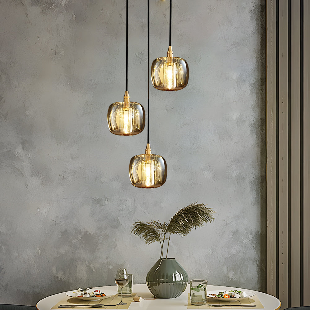 Modern Copper Cube Crystal Chandelier for Staircase