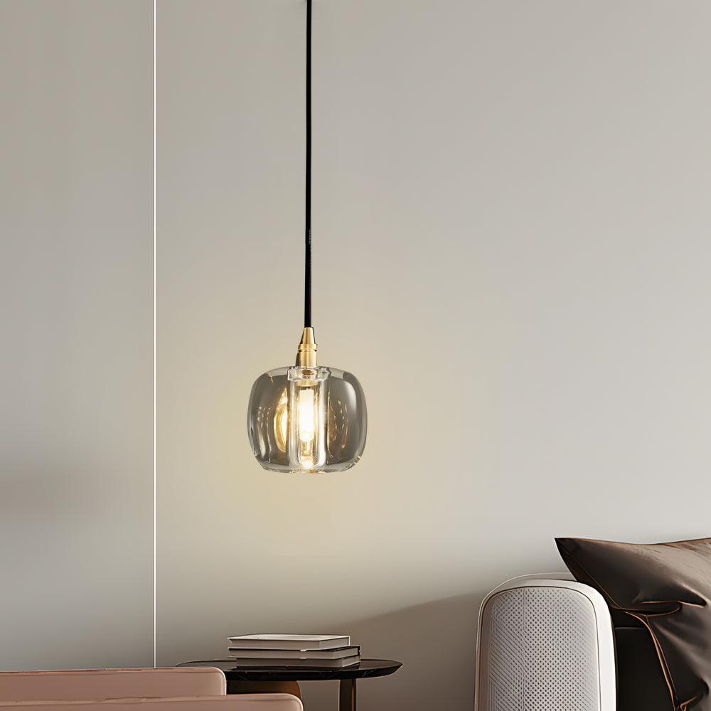 Modern Copper Cube Crystal Chandelier for Staircase