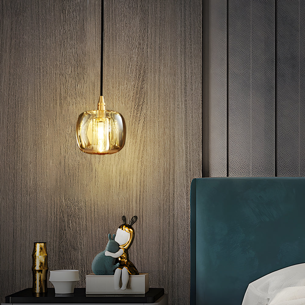 Modern Copper Cube Crystal Chandelier for Staircase