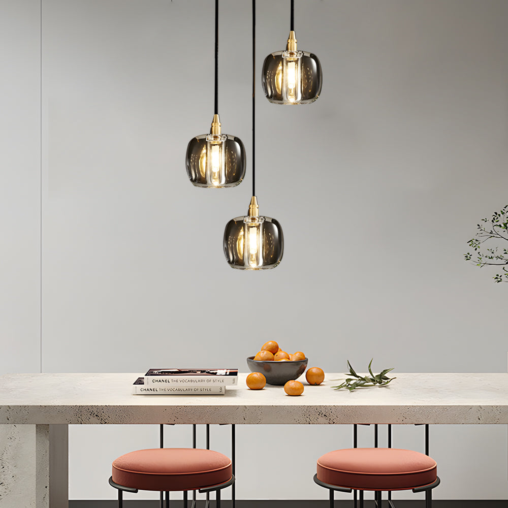 Modern Copper Cube Crystal Chandelier for Staircase