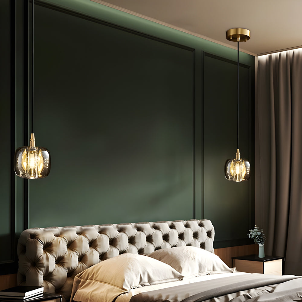 Modern Copper Cube Crystal Chandelier for Staircase