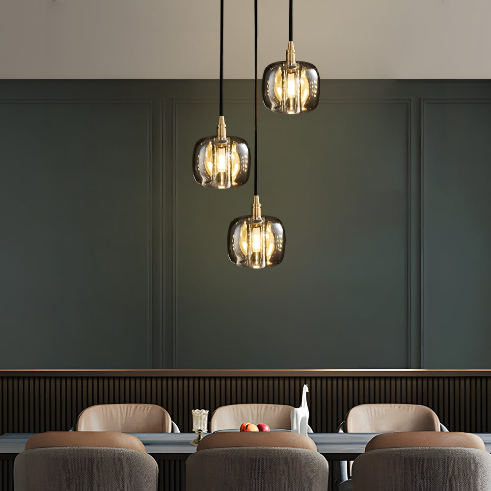 Modern Copper Cube Crystal Chandelier for Staircase
