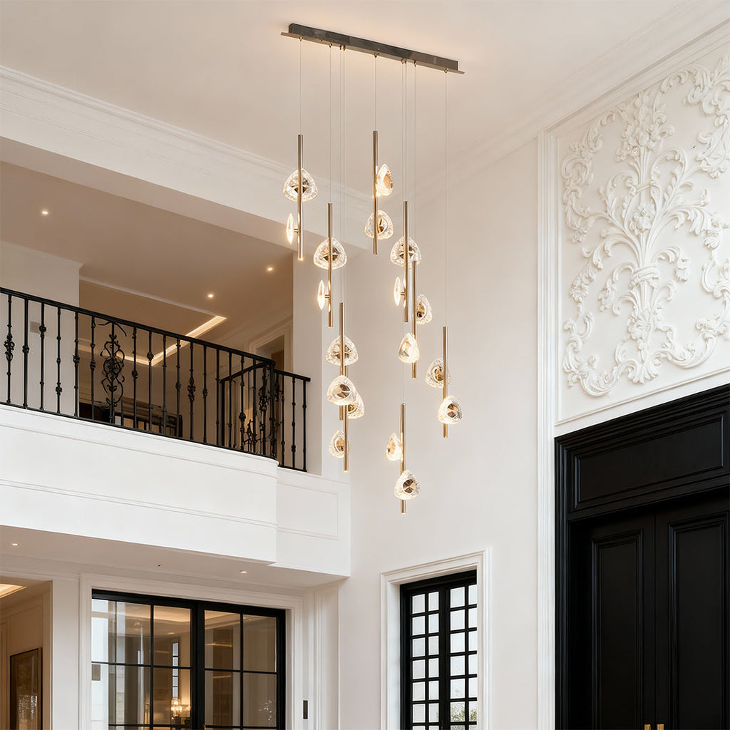 Modern Aluminum Crystal Chandelier for Staircases