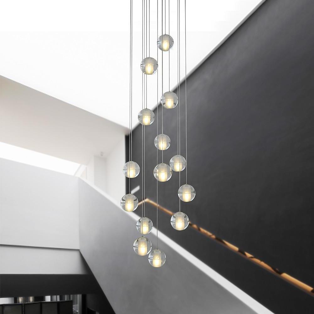 Modern Crystal Round Ball Chandelier for Staircase