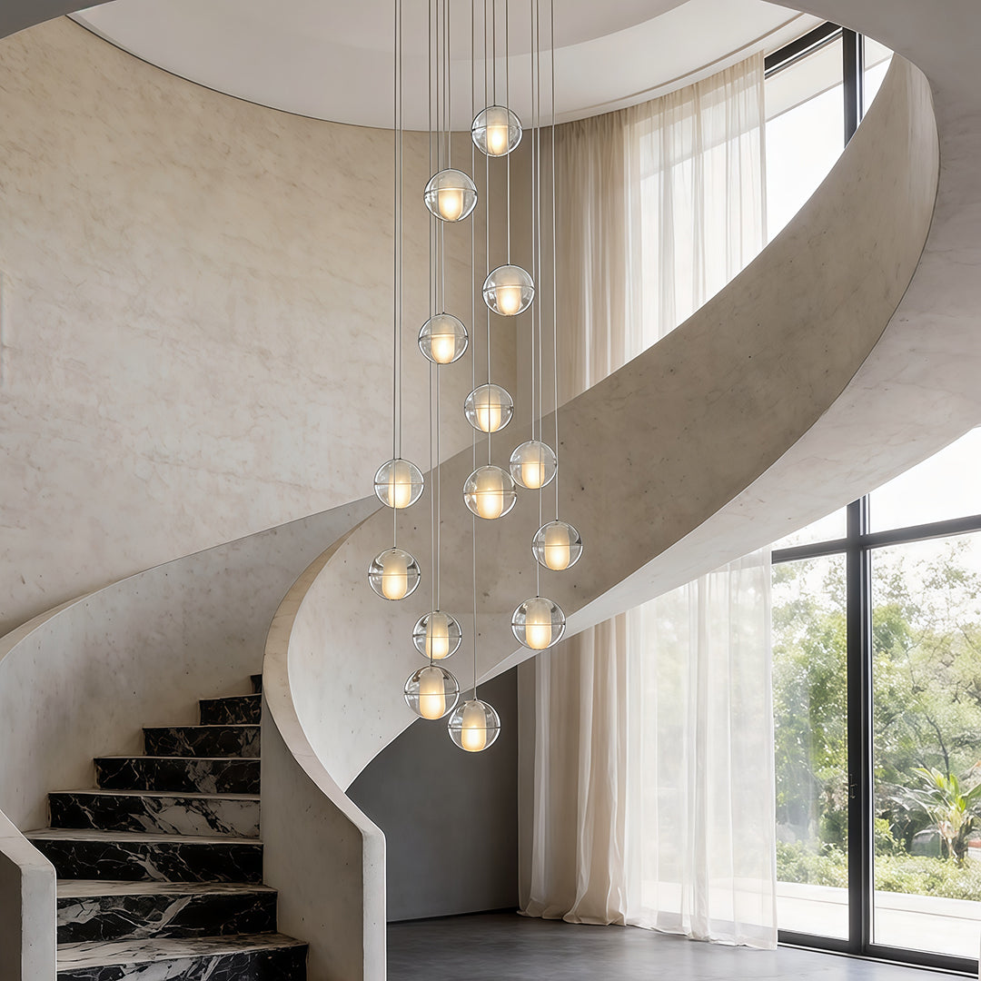 Modern Crystal Round Ball Chandelier for Staircase
