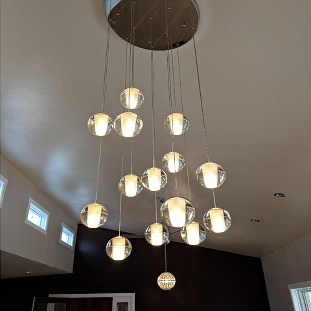 Modern Crystal Round Ball Chandelier for Staircase