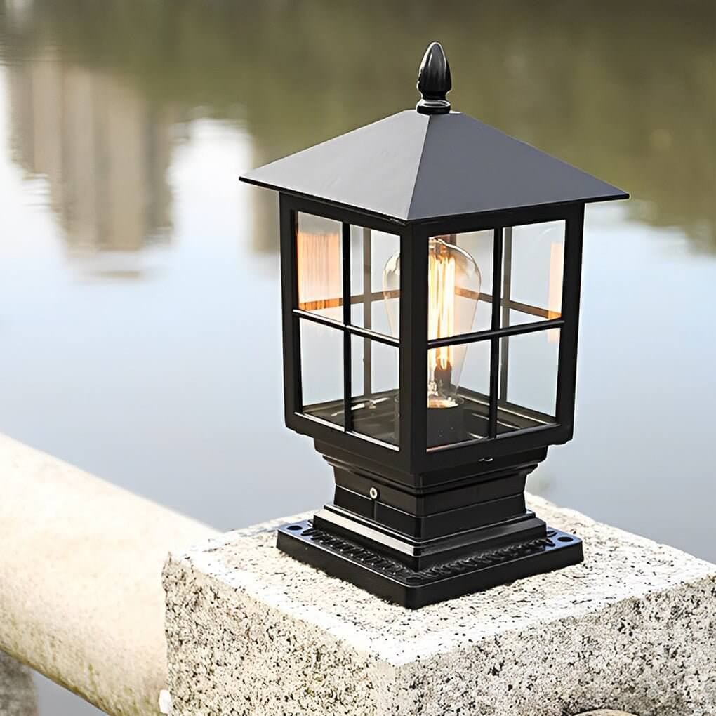 Premium Black Waterproof LED Stone Pillar Light