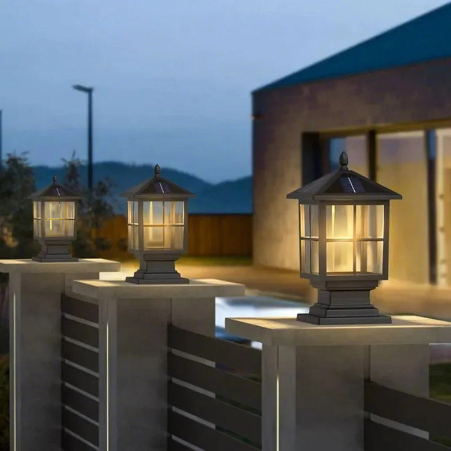 Premium Black Waterproof LED Stone Pillar Light