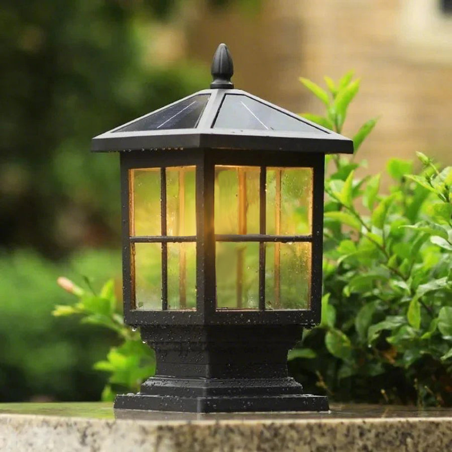 Premium Black Waterproof LED Stone Pillar Light