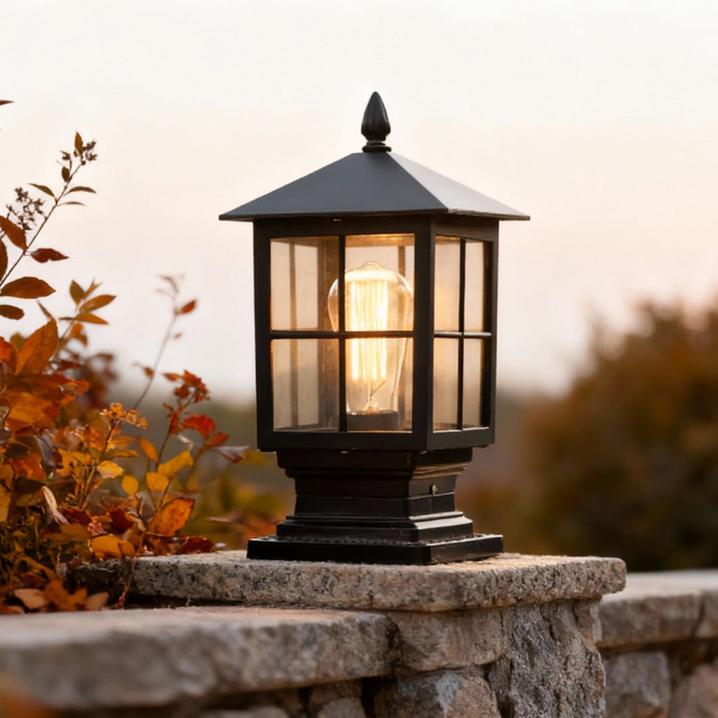 Premium Black Waterproof LED Stone Pillar Light