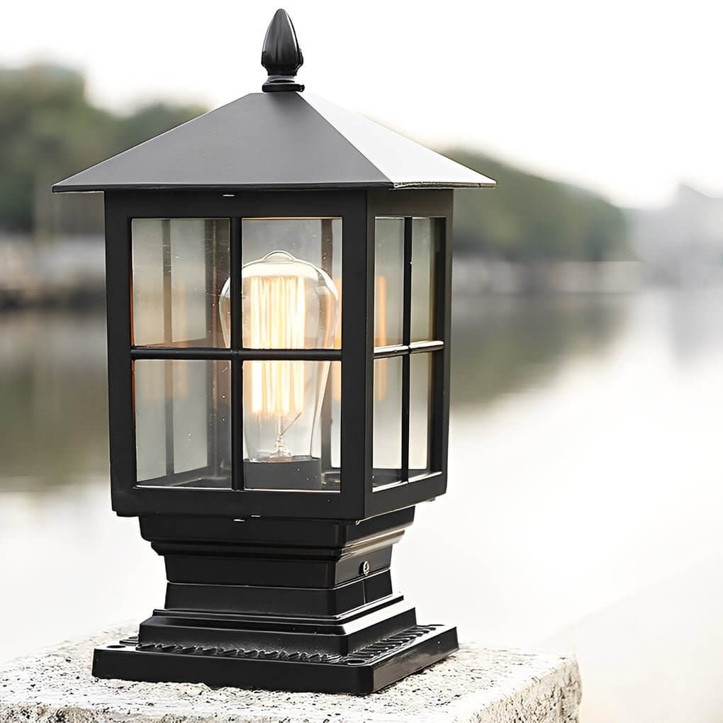 Premium Black Waterproof LED Stone Pillar Light
