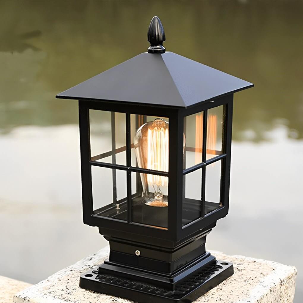 Premium Black Waterproof LED Stone Pillar Light
