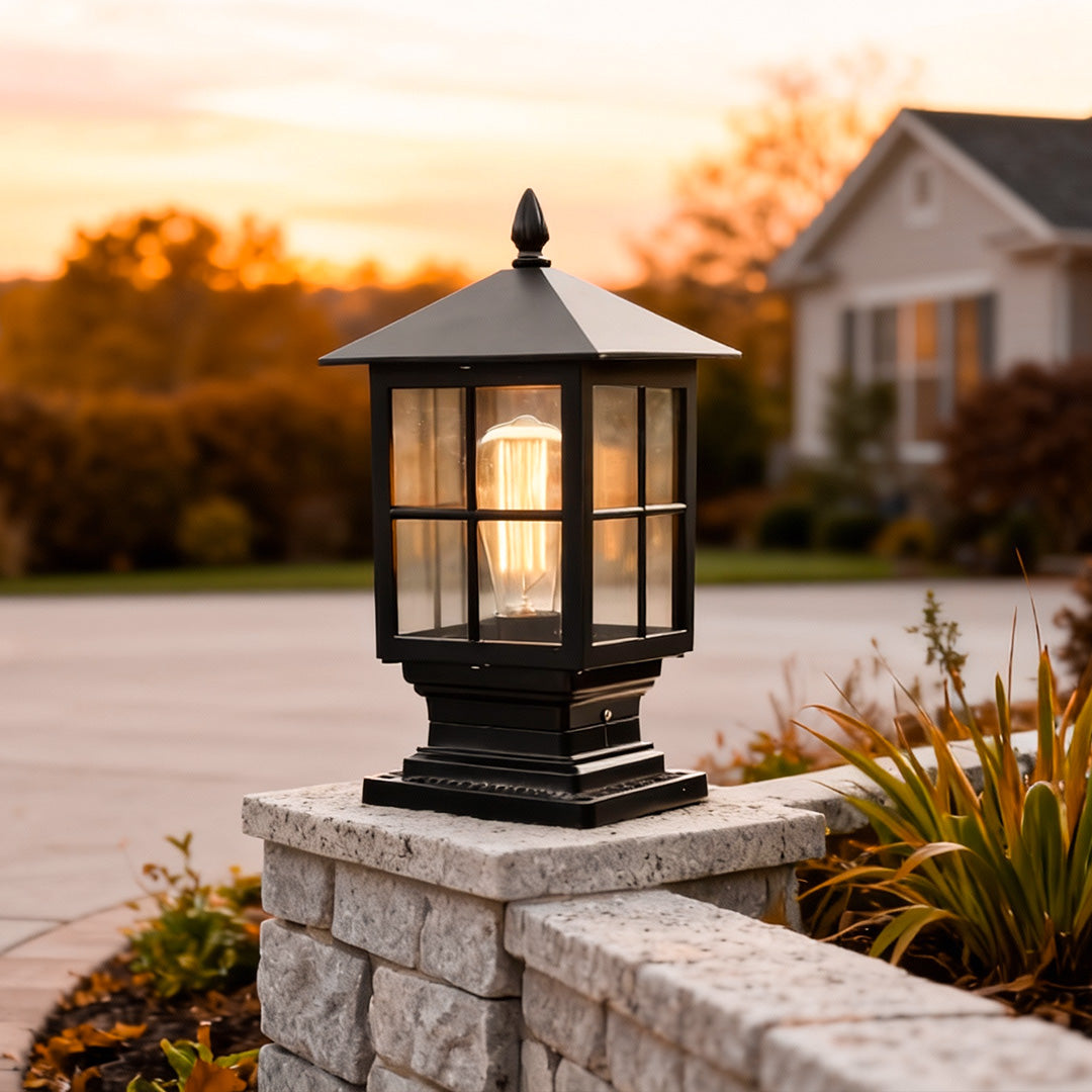 Premium Black Waterproof LED Stone Pillar Light