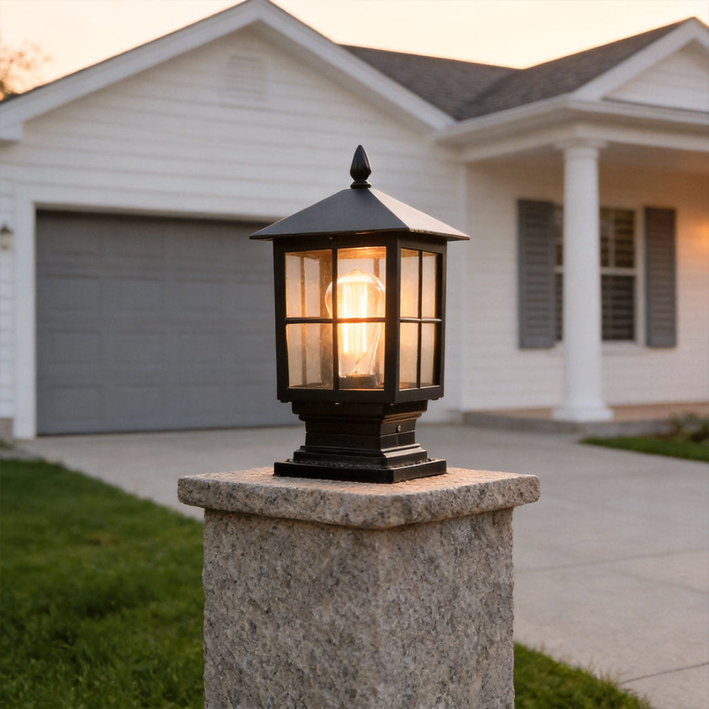 Premium Black Waterproof LED Stone Pillar Light